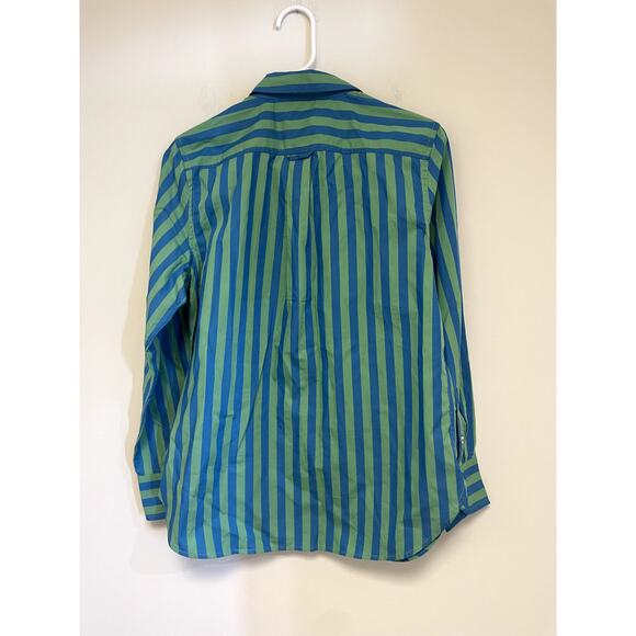 J. Crew Classic-fit cotton poplin shirt in stripe Green Blue NWT - Picture 5 of 8